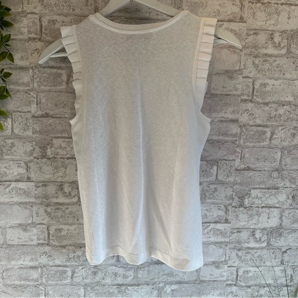 Loft sleeveless blouse women’s size XS NWT white ruffled sleeves - Picture 2 of 5
